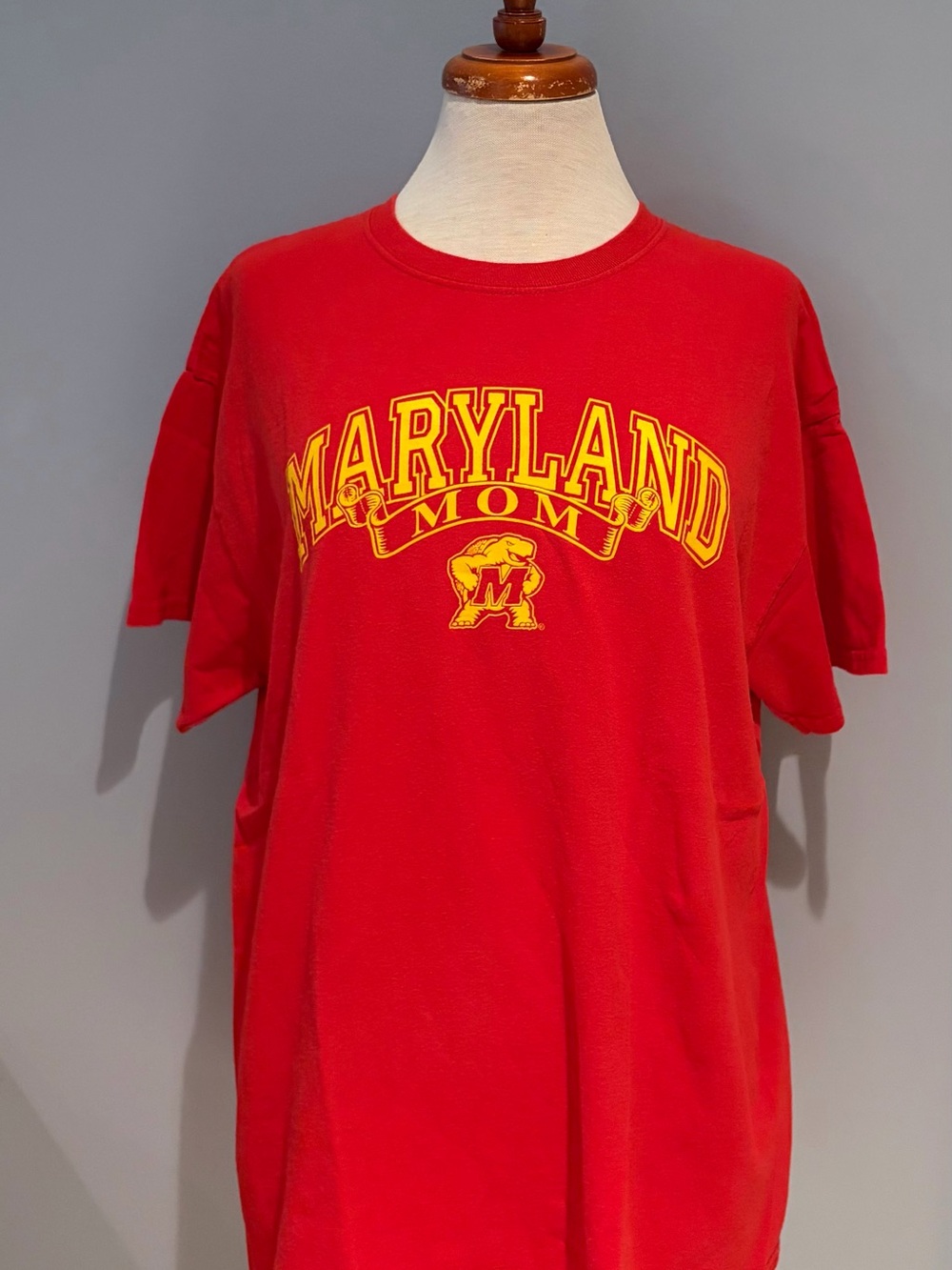Agenda Red Maryland Mom Graphic Tee with Yellow Print